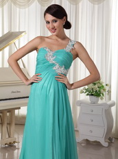 Turquoise One Shoulder Neck High Side Split Skirt Prom Dress Inexpensive