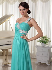 Turquoise One Shoulder Neck High Side Split Skirt Prom Dress Inexpensive