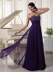 Purple Lady Wear Prom Evening Dress With Beading Emberllishments Inexpensive