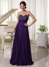 Purple Lady Wear Prom Evening Dress With Beading Emberllishments Inexpensive