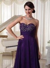 Purple Lady Wear Prom Evening Dress With Beading Emberllishments Inexpensive