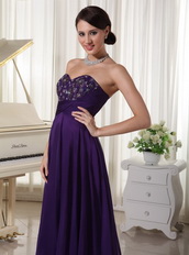Purple Lady Wear Prom Evening Dress With Beading Emberllishments Inexpensive