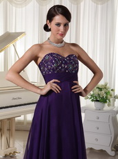 Purple Lady Wear Prom Evening Dress With Beading Emberllishments Inexpensive