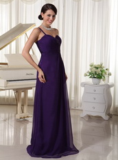 Pretty Prom Evening Dress One Shoulder Dark Purple Chiffon Skirt Inexpensive