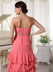 Watermelon Layered Ruffles Prom Dress For Young Lady Inexpensive