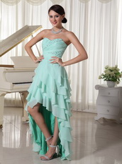 Cheap Prom Dress With Aquamarine Layers High Low Skirt Inexpensive