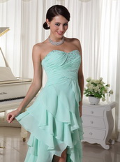 Cheap Prom Dress With Aquamarine Layers High Low Skirt Inexpensive