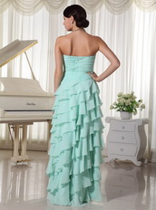 Cheap Prom Dress With Aquamarine Layers High Low Skirt Inexpensive