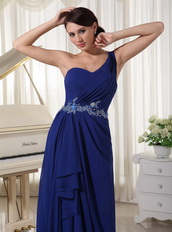 Royal Blue One Shoulder Chiffon Skirt Dress For Party Occassion Inexpensive