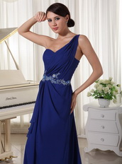 Royal Blue One Shoulder Chiffon Skirt Dress For Party Occassion Inexpensive