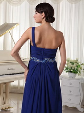 Royal Blue One Shoulder Chiffon Skirt Dress For Party Occassion Inexpensive