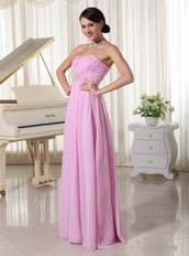 Baby Pink Chiffon Sweetheart Prom Dress With Appliques Decorate Waist Inexpensive