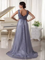 Sequins V-neck Grey Chiffon Floor Lenght Skirt Prom Gown Inexpensive