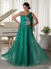 2014 Best Seller Side Zipper Prom Dress Turquosie One Shoulder Skirt Inexpensive