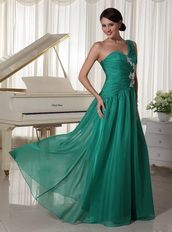 2014 Best Seller Side Zipper Prom Dress Turquosie One Shoulder Skirt Inexpensive