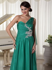 2014 Best Seller Side Zipper Prom Dress Turquosie One Shoulder Skirt Inexpensive