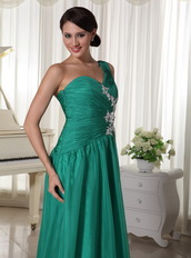 2014 Best Seller Side Zipper Prom Dress Turquosie One Shoulder Skirt Inexpensive