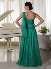 2014 Best Seller Side Zipper Prom Dress Turquosie One Shoulder Skirt Inexpensive