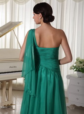 2014 Best Seller Side Zipper Prom Dress Turquosie One Shoulder Skirt Inexpensive