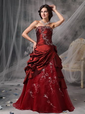 Wine Red Strapless Prom Dress With Embroidery Details Inexpensive