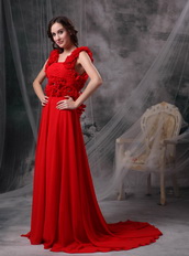 Cheap Square Wine Red Prom Dress With Hand Made Flowers Inexpensive