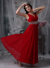 Top Seller Prom Dress With V-neck Wine Red Chiffon Skirt Inexpensive