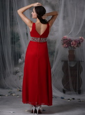 Top Seller Prom Dress With V-neck Wine Red Chiffon Skirt Inexpensive