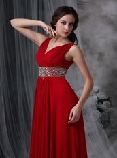 Top Seller Prom Dress With V-neck Wine Red Chiffon Skirt Inexpensive