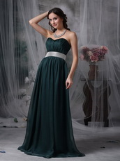 Cheap Dark Green Sweetheart Prom Dress With Belt Inexpensive