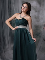 Cheap Dark Green Sweetheart Prom Dress With Belt Inexpensive