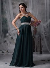 Cheap Dark Green Sweetheart Prom Dress With Belt Inexpensive