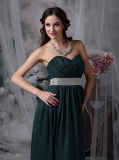 Cheap Dark Green Sweetheart Prom Dress With Belt Inexpensive