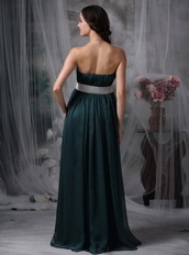 Cheap Dark Green Sweetheart Prom Dress With Belt Inexpensive