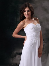 Romantic Brush Train White Chiffon Prom Celebrity Dress Inexpensive