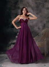 Empire Silhouette Long Purple Chiffon Stylish Prom Dress Inexpensive