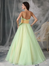 Lovely Organza Appliqued Light Kelly Prom Dress With Belt Inexpensive