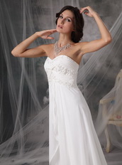 Sweetheart Modest Cream Chiffon Prom Dress With Beading Inexpensive