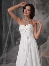 Sweetheart Modest Cream Chiffon Prom Dress With Beading Inexpensive