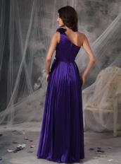 Purple One Shoulder Floor-length Elastic Woven Satin Prom Dress Inexpensive