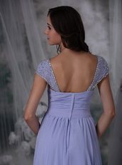 Lavender Chiffon Prom Dress With Beaded Wide Straps Inexpensive