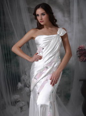 Sequin Decorate Pretty One Shoulder Prom Dress In White Inexpensive