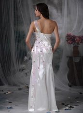 Sequin Decorate Pretty One Shoulder Prom Dress In White Inexpensive