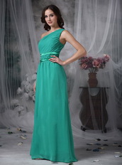Nice Turquoise One Shoulder Prom Dress Other Side Zipper Inexpensive