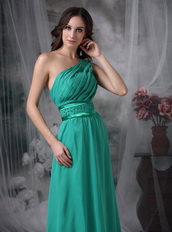 Nice Turquoise One Shoulder Prom Dress Other Side Zipper Inexpensive