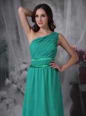 Nice Turquoise One Shoulder Prom Dress Other Side Zipper Inexpensive