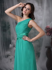 Nice Turquoise One Shoulder Prom Dress Other Side Zipper Inexpensive