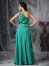 Nice Turquoise One Shoulder Prom Dress Other Side Zipper Inexpensive