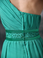 Nice Turquoise One Shoulder Prom Dress Other Side Zipper Inexpensive