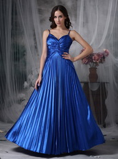 Spaghetti Straps Floor-length Ruched Royal Blue Prom Dress Inexpensive