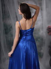 Spaghetti Straps Floor-length Ruched Royal Blue Prom Dress Inexpensive